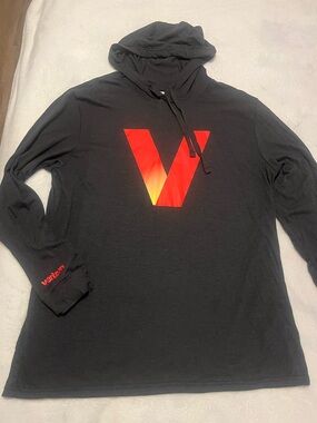 Verizon logo long sleeved hooded pullover size LG dark gray
